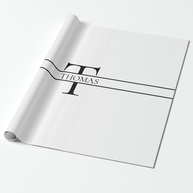 Elegant Personalised Monogrammed Custom Name Wrapping Paper (Unrolled)