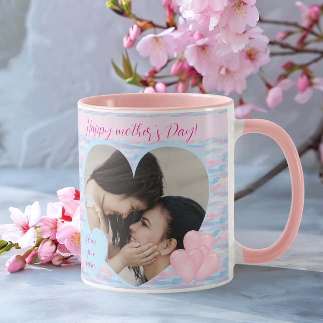 Elegant Personalised Mother’s Day Heart Photo  Mug (Elegant Personalized Mother’s Day Heart Photo Mug)