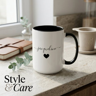 Elegant Personalised Mug with Name and Heart
