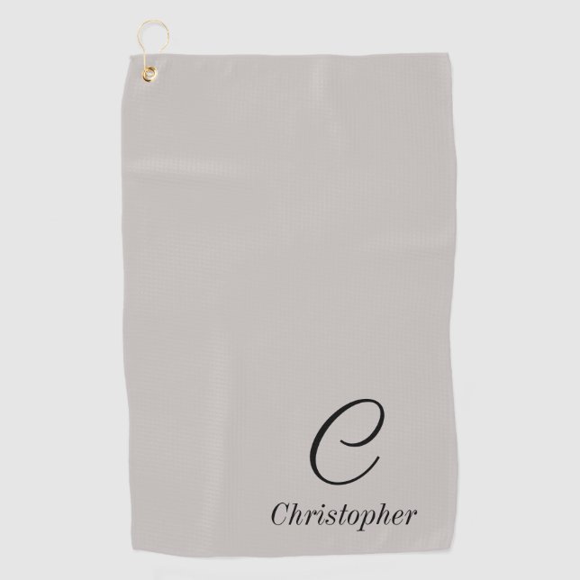 Elegant Personalised Name and Initial Golf Towel (Front)