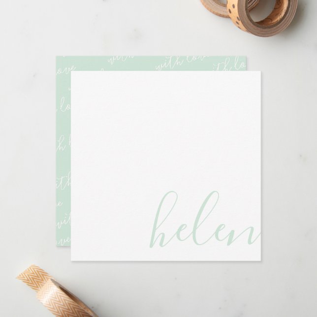 Elegant Personalised Name Custom Mint Green Card (Front/Back In Situ)