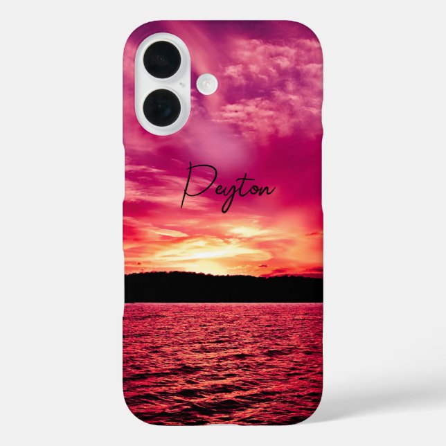 Elegant Personalised Name Dusk Sunset Water Case-Mate iPhone Case (Back)