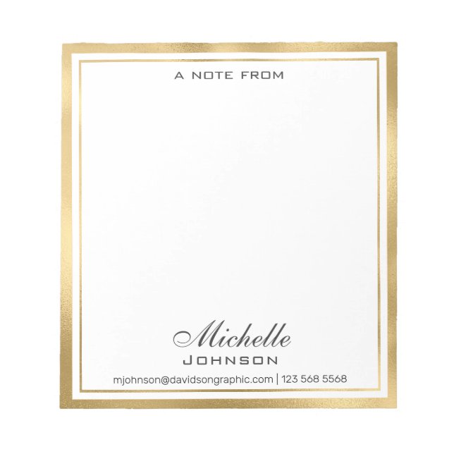 Elegant Personalised Name | From The Desk Of Notep Notepad (Front)