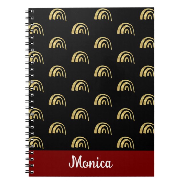 Elegant Personalised name  gold rainbow  pattern Notebook (Front)