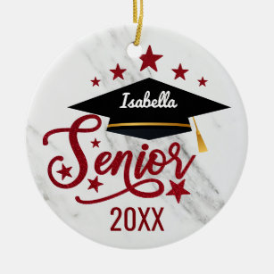 Elegant personalised Name Graduation senior 2021 Ceramic Ornament