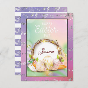 Elegant  Personalised Name Happy Easter Day  Holiday Card
