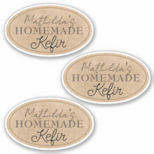    Elegant Personalised Name Homemade Kefir Labels