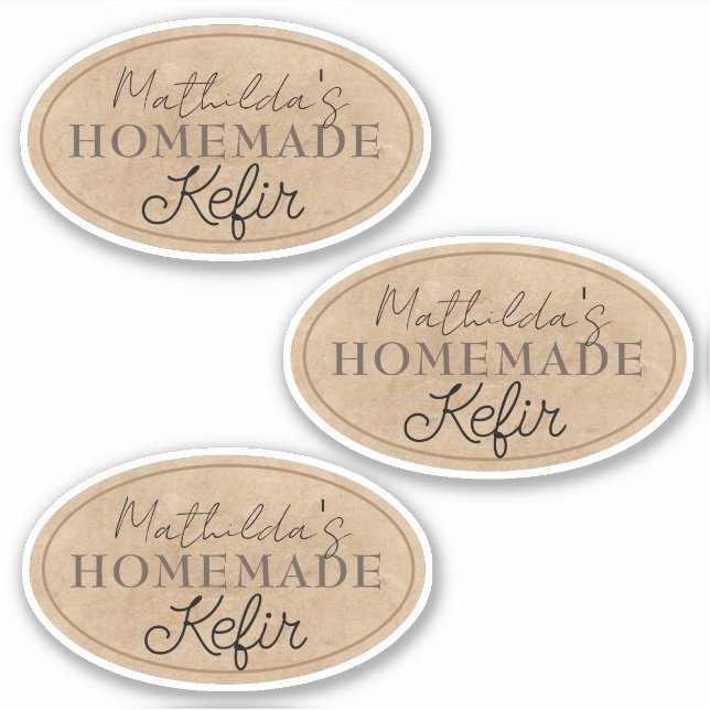    Elegant Personalised Name Homemade Kefir Labels (Front)