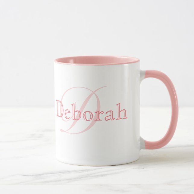 Elegant Personalised Name Monogram Pink Mug (Right)