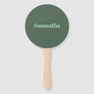 Elegant Personalised Name Typography |sage green Hand Fan