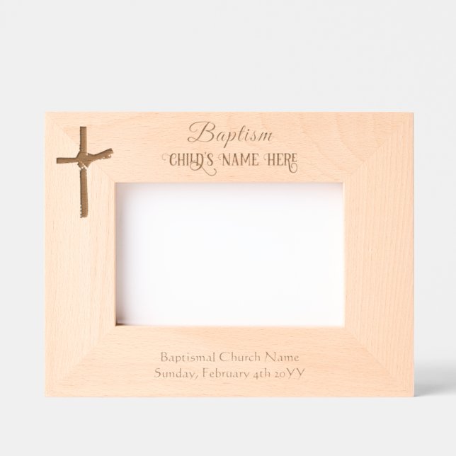 Elegant Personalised Palm Cross Baptism Religious Etched Frames (Front)