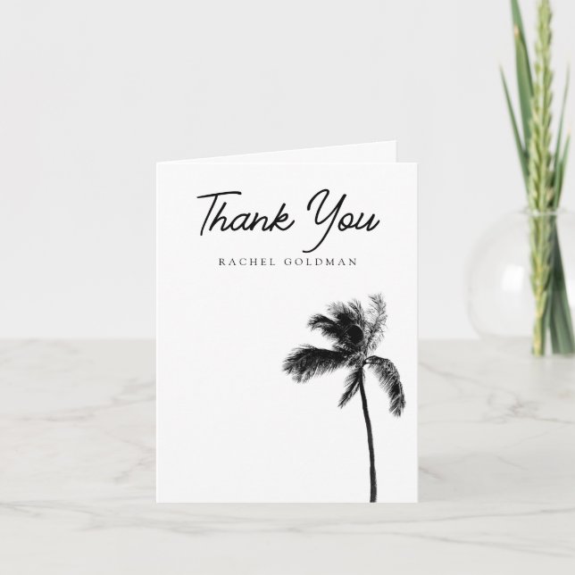 Elegant Personalised Palm Tree Thank You Card (Front)