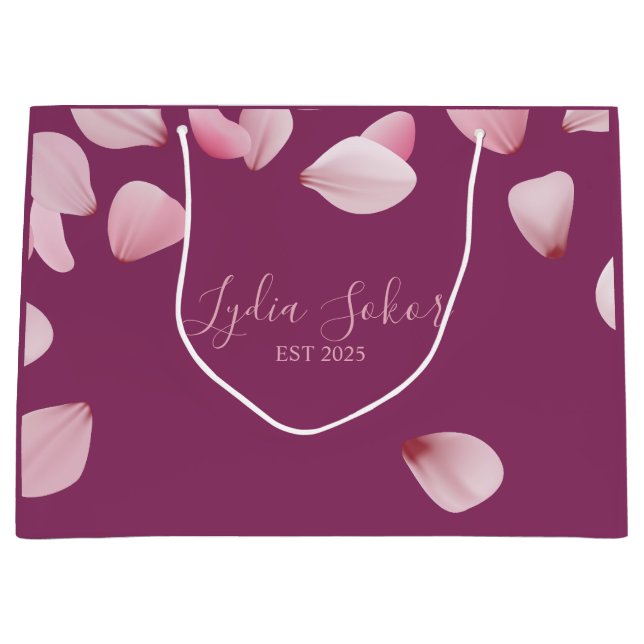Elegant Personalised Paper Gift Bag with Floral Pe (Front)