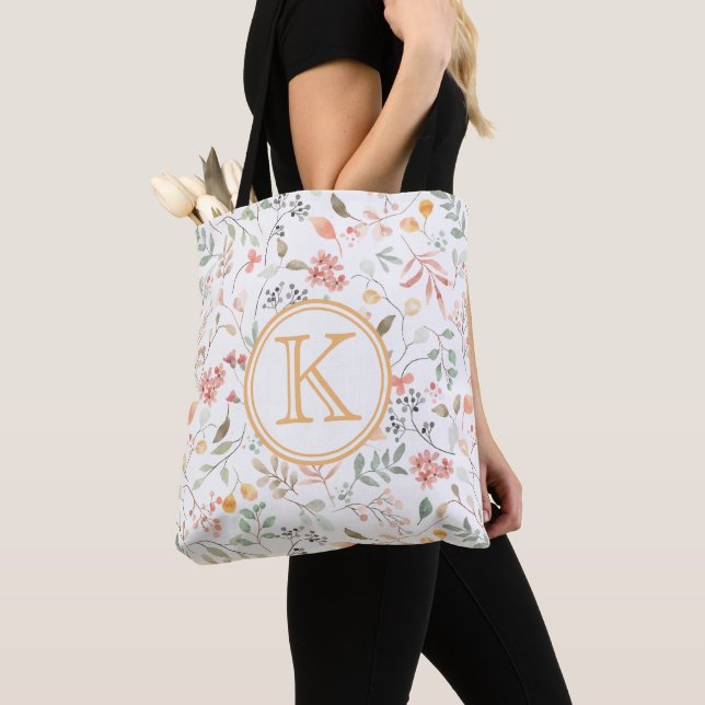 Elegant Personalised Pastel Floral  Tote Bag (Close Up)