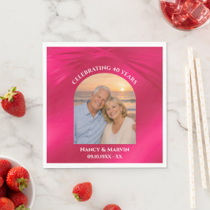 Elegant Personalised Photo 40th Anniversary Party Napkin