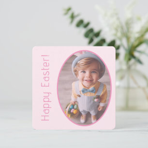 Elegant Personalised Photo Light Pink Happy Easter Holiday Card