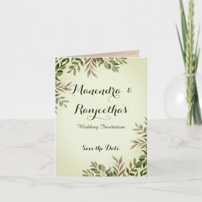 Elegant Personalised Photo Wedding Invitation Card (Front)