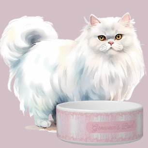 Elegant Personalised Pink Drip Glitter Cat Bowl