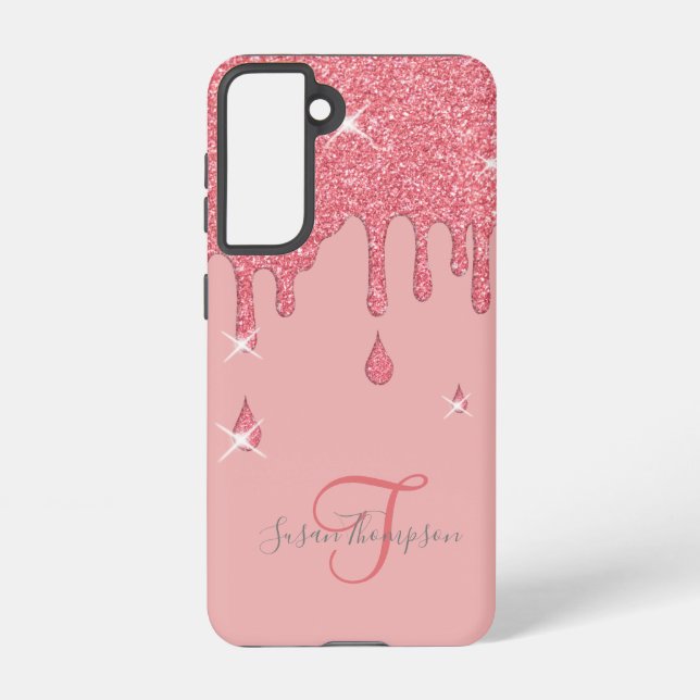 Elegant Personalised Pink Effect Sparkles  Samsung Galaxy S21 Case (Back)