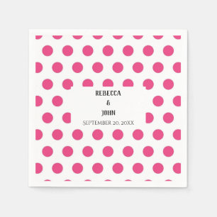 Elegant Personalised Pink Polka Dot Wedding Napkin