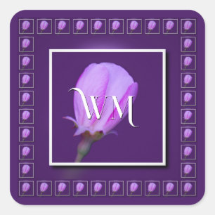 Elegant Personalised Pink, Purple Spring Floral Square Sticker