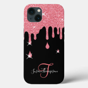 Elegant Personalised Pink Sparkles iPhone 13 Case