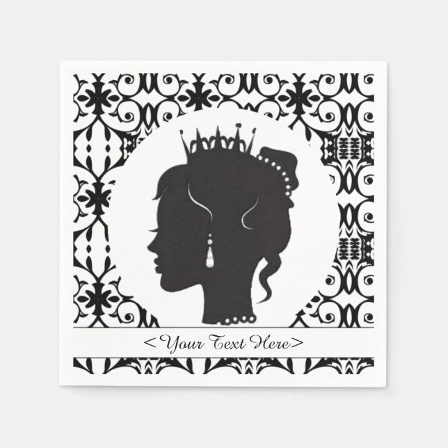 Elegant Personalised Princess Silhouette Napkins (Front)