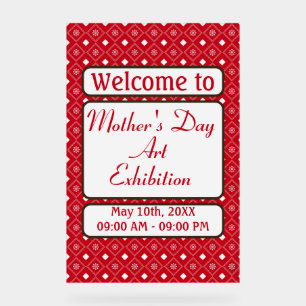 Elegant Personalised Red White Pattern Acrylic Sign