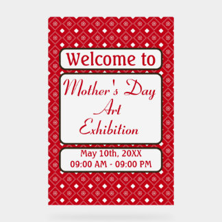 Elegant Personalised Red White Pattern Acrylic Sign