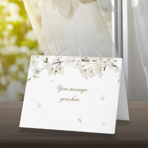 Elegant Personalised Script Pretty White Blossom Card