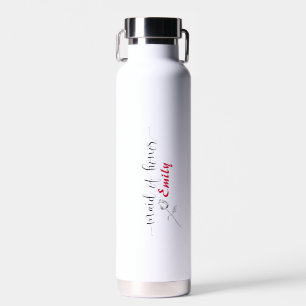 Elegant Personalised Script with Rosebud Water Bottle