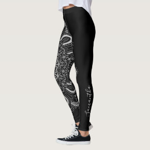 Elegant Personalised Silver Black Leggings