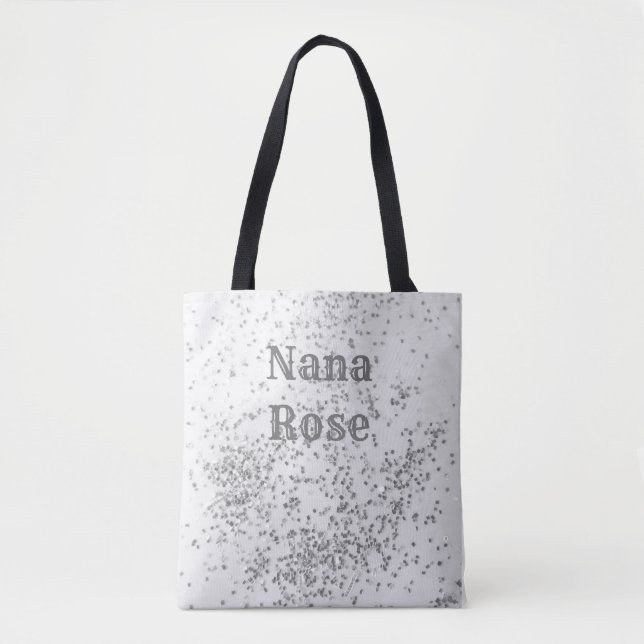 Elegant Personalised Silver Confetti Tote Bag (Front)