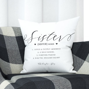 Elegant Personalised Sister Definition Keepsake Cushion