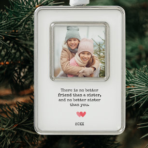 Elegant Personalised Sister Photo & Quote Silver Plated Framed Ornament
