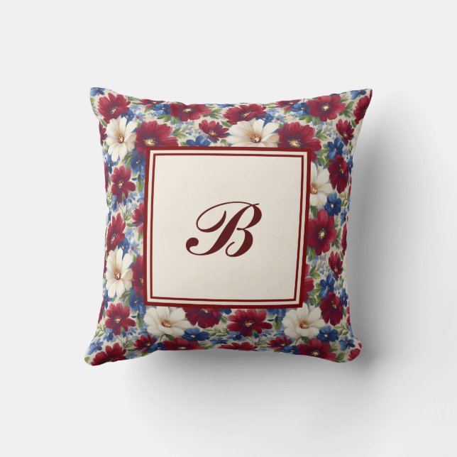 Elegant Personalised Stylish Romantic Floral Chic Cushion (Back)