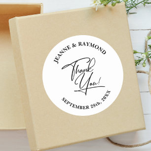 Elegant Personalised Thank You Calligraphy Wedding Classic Round Sticker