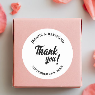 Elegant Personalised Thank You Wedding Favour Classic Round Sticker