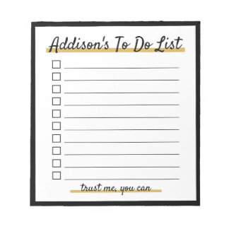 Elegant Personalised To do list Notepad