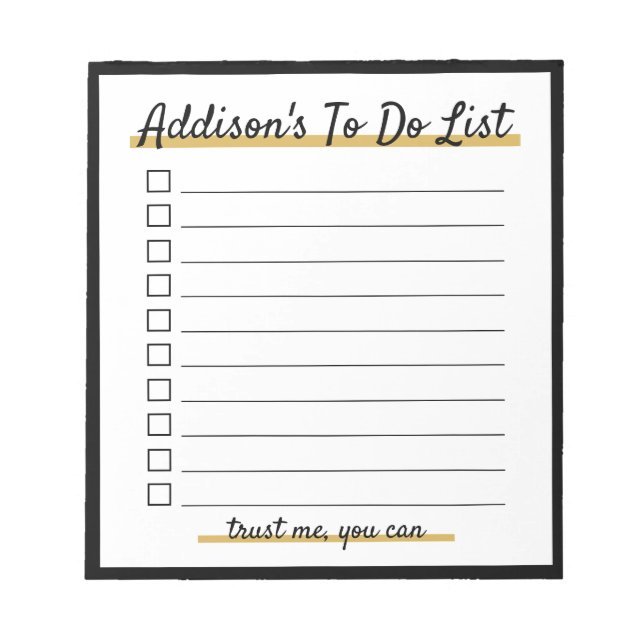 Elegant Personalised To do list Notepad (Front)