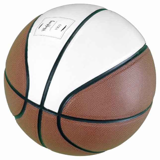 Elegant Personalised Wedding  Custom Modern Gift Basketball (Angled)
