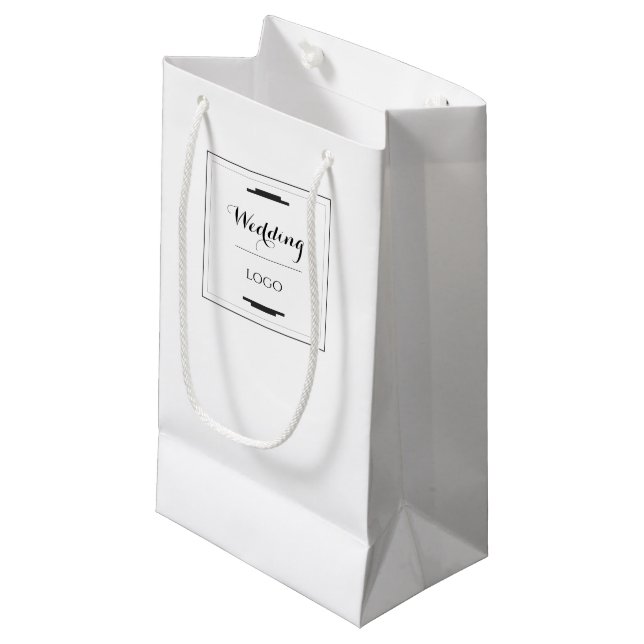 Elegant Personalised Wedding  Custom Modern Gift Small Gift Bag (Front Angled)