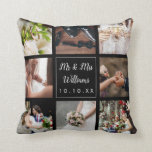 Elegant Personalised Wedding Day Photo Collage Cushion<br><div class="desc">Personalise with your eight favourite wedding photos,  name and special date to create a unique photo collage,  memory and gift. A lovely keepsake to treasure! You can customise the background to your favourite colour. Designed by Thisisnotme©</div>