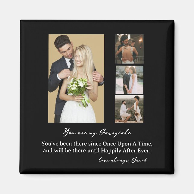 Elegant Personalised Wedding Day Photo Collage  Magnet (Front)