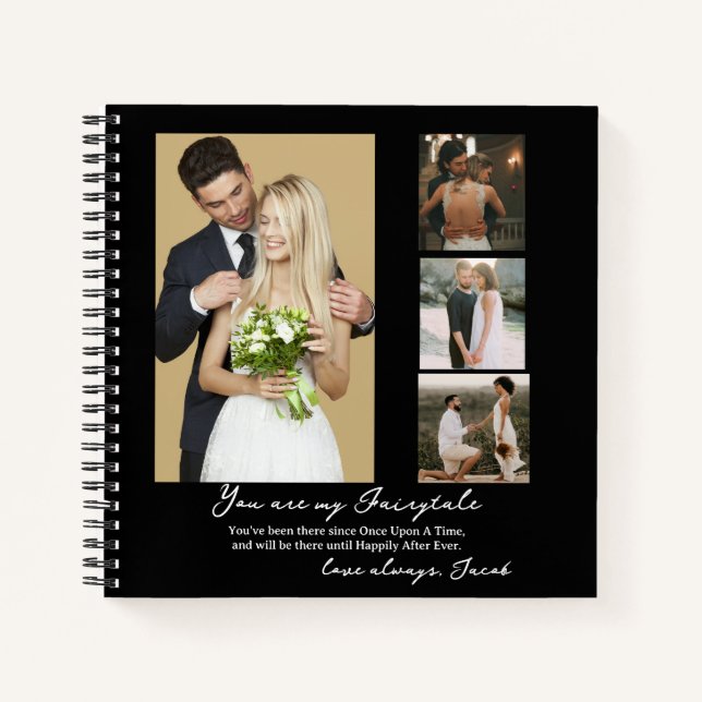 Elegant Personalised Wedding Day Photo Collage  Notebook (Front)