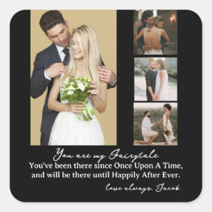 Elegant Personalised Wedding Day Photo Collage  Square Sticker