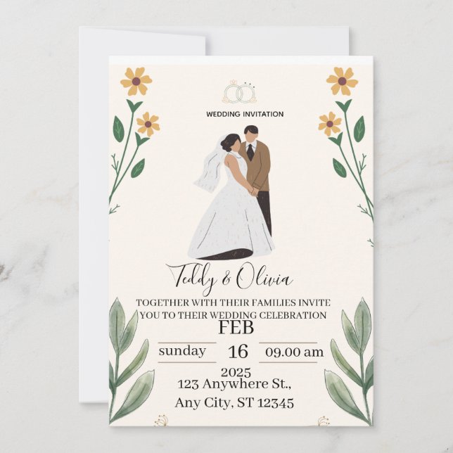 Elegant Personalised Wedding Invitations  (Front)