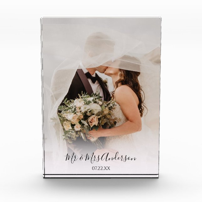 Elegant Personalised Wedding Photo Block (Front)