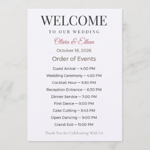 Elegant Personalised Wedding Program