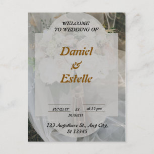 elegant personalised wedding welcom postcard